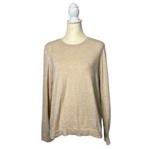 J.Crew Teddie Lightweight Cotton Sweater Beige Size XL Preppy Casual Minimalist